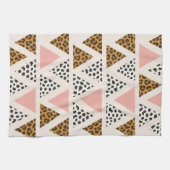 Chic Leopard & Pink Triangle Pattern キッチンタオル (横)