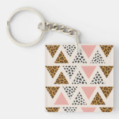 Chic Leopard & Pink Triangle Pattern キーホルダー (正面)