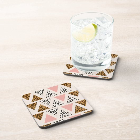 Chic Leopard & Pink Triangle Pattern コースター (右側)