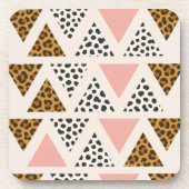 Chic Leopard & Pink Triangle Pattern コースター (正面)