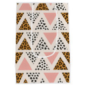 Chic Leopard & Pink Triangle Pattern ミディアムペーパーバッグ (裏面)