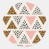 Chic Leopard & Pink Triangle Pattern ラウンドシール (正面)