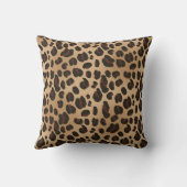Chic Leopard Print Cheetah Spots Brown Black クッション (裏面)