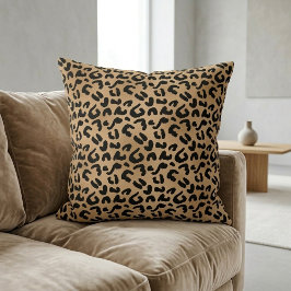 Chic Leopard Print Cheetah Spots Brown Black クッション