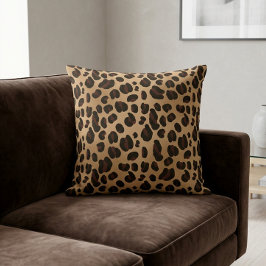 Chic Leopard Print Cheetah Spots Brown Black クッション