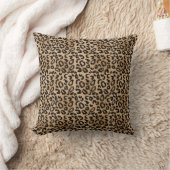 Chic Leopard Print Cheetah Spots Brown Black クッション (ブランケット)