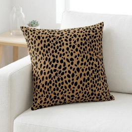 Chic Leopard Print Cheetah Spots Brown Black Throw クッション