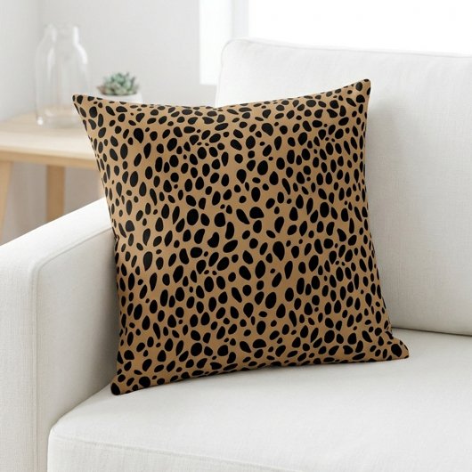 Chic Leopard Print Cheetah Spots Brown Black Throw クッション