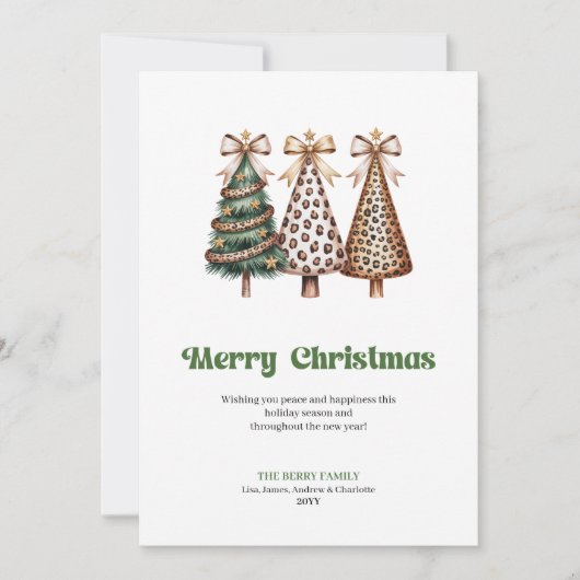 Chic leopard print Christmas tree greeting card シーズンカード (正面)