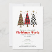 Chic leopard print Christmas tree holiday invite 招待状 (正面)