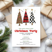Chic leopard print Christmas tree holiday invite 招待状