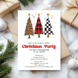 Chic leopard print Christmas tree holiday invite 招待状