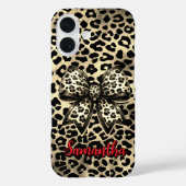 chic leopard print coquette bow monogram Case-Mate iPhoneケース (裏面)