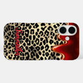 chic leopard print red dripping monogram Case-Mate iPhoneケース (裏面 (横))