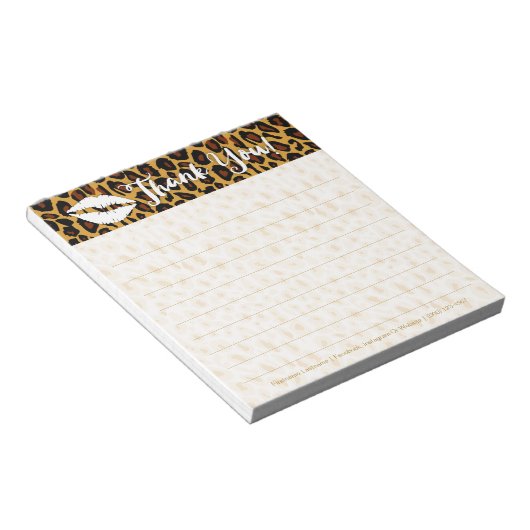 Chic Leopard Print with Lips Thank You Notepad ノートパッド (アングル)