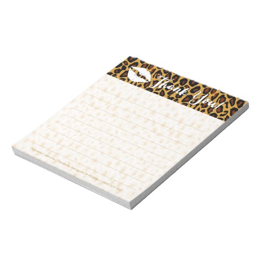 Chic Leopard Print with Lips Thank You Notepad ノートパッド (回転)