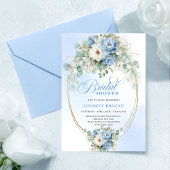 Chic Light Blue Peonies Eucalyptus Bridal Shower  招待状