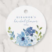 Chic Light Blue Watercolor Floral Bridal Shower  フェイバータグ (裏面)