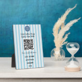 Chic Light Blue & White Stripes QR Code Wifi フォトプラーク (側面)