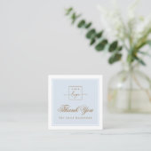 Chic light dusty blue custom logo thank you card スクエア名刺 (スタンド正面)