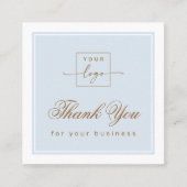 Chic light dusty blue custom logo thank you card スクエア名刺 (正面)