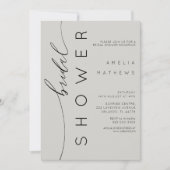 Chic Light Grey & Elegant Tyography Bridal Shower 招待状 (正面)