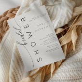 Chic Light Grey & Elegant Tyography Bridal Shower 招待状