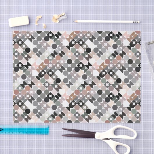 Chic Light Mauve Taupe Beige Gray Circles Pattern 薄葉紙 (クラフト)