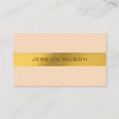 Chic light orange pastel gold frame business card 名刺 (正面)