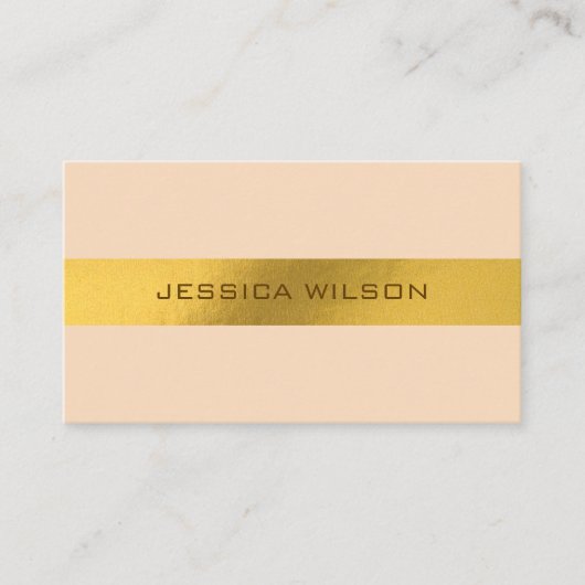 Chic light orange pastel gold frame business card 名刺 (正面)