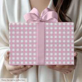 Chic Light Pink Checkered 60th Birthday Gift Wrap ラッピングペーパー
