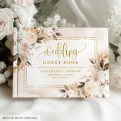 Chic Light Pink Gold Frame Fall Wedding Guest Book ゲストブック