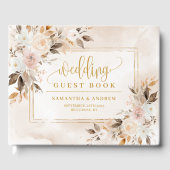 Chic Light Pink Gold Frame Fall Wedding Guest Book ゲストブック (正面)