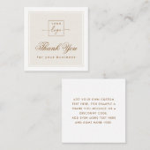 Chic light tan brown custom logo thank you card スクエア名刺 (正面/裏面)