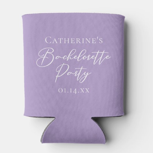 Chic Lilac Purple Bachelorette Party Personalized 缶クーラー (裏面)