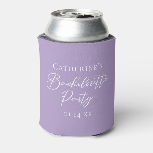 Chic Lilac Purple Bachelorette Party Personalized 缶クーラー (缶裏面)