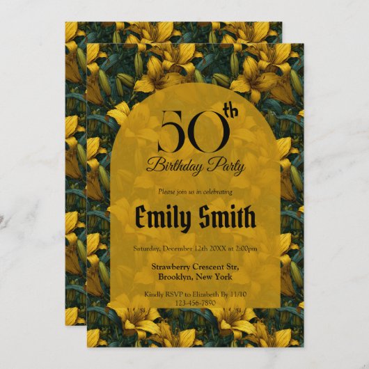 Chic Lilies Charm 60Th Birthday 招待状 (正面/裏面)