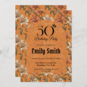 Chic Lilies Flower Birthday Present 招待状 (正面/裏面)