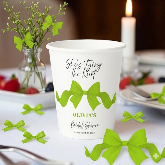 Chic Lime Green She's Tying the Knot Bridal Shower 紙コップ