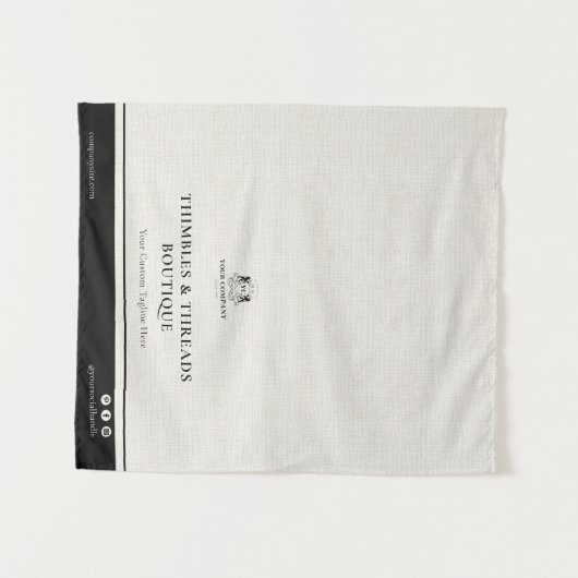 Chic Linen Black Business Logo Event Display Table タペストリー (正面(横))