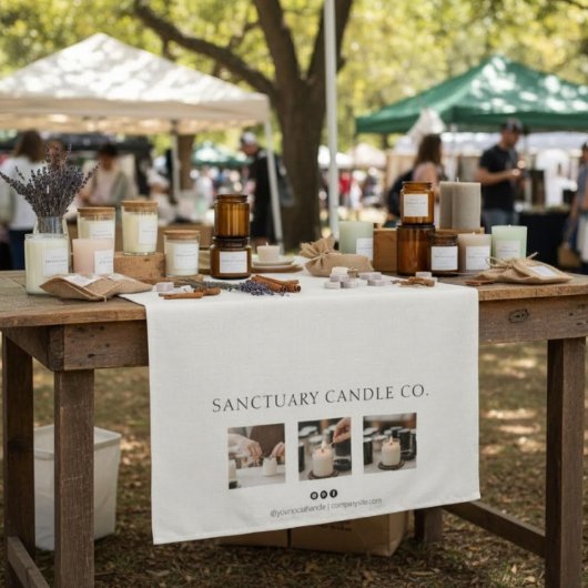 Chic Linen Photo Business Name Table Runner タペストリー