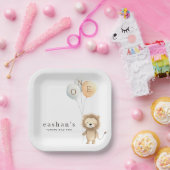 Chic Little Cute Lion 1st Birthday Party ペーパープレート (パーティー)