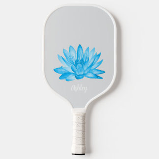chic lotus baby blue personalized script ピックルボールラケット