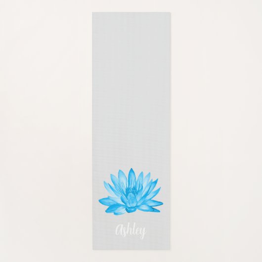chic lotus baby blue personalized script ヨガマット (正面)