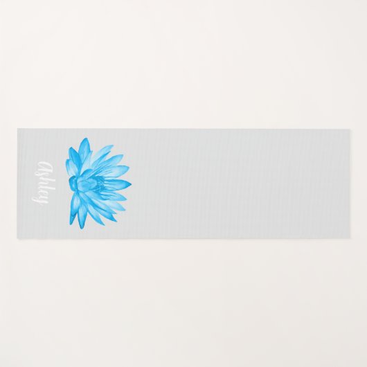 chic lotus baby blue personalized script ヨガマット (正面(横))