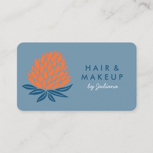 Chic Lotus Flowers Minimalist Orange Blue 名刺 (正面)