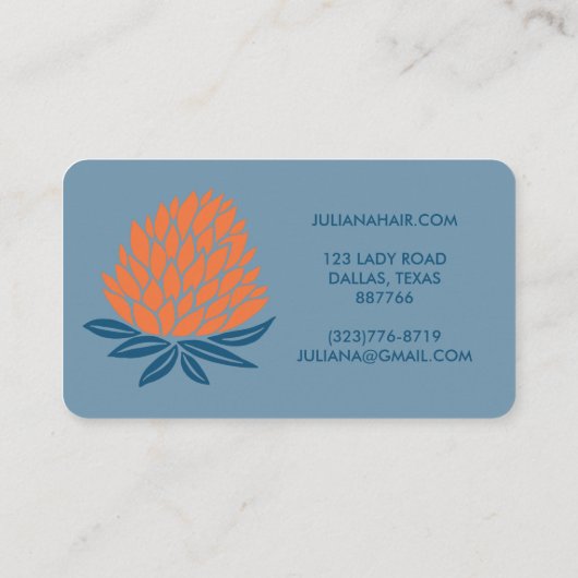 Chic Lotus Flowers Minimalist Orange Blue 名刺 (裏面)