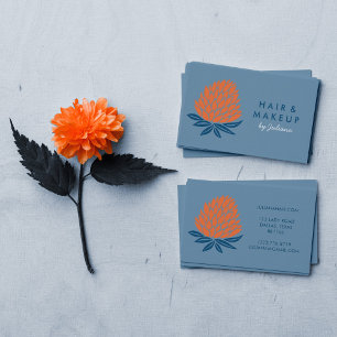 Chic Lotus Flowers Minimalist Orange Blue 名刺