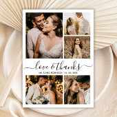 Chic Love and Thanks Script Photo Collage Wedding サンキューカード