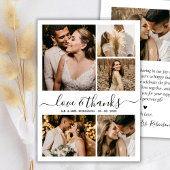 Chic Love and Thanks Script Photo Collage Wedding サンキューカード
